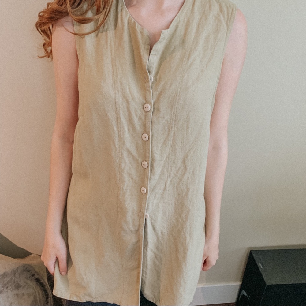 Vintage Linen Button Down Vest